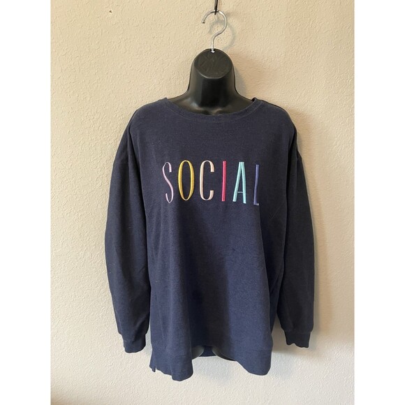 WILDFOX Sweatshirt Social Embroidered Pullover Women’s Size Large - Picture 1 of 10